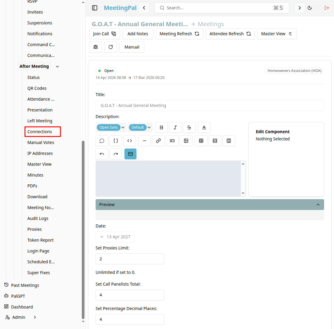 Please ensure you have a stable internet connection. If you do, consider downloading a new manual from admin.meetingpal.app