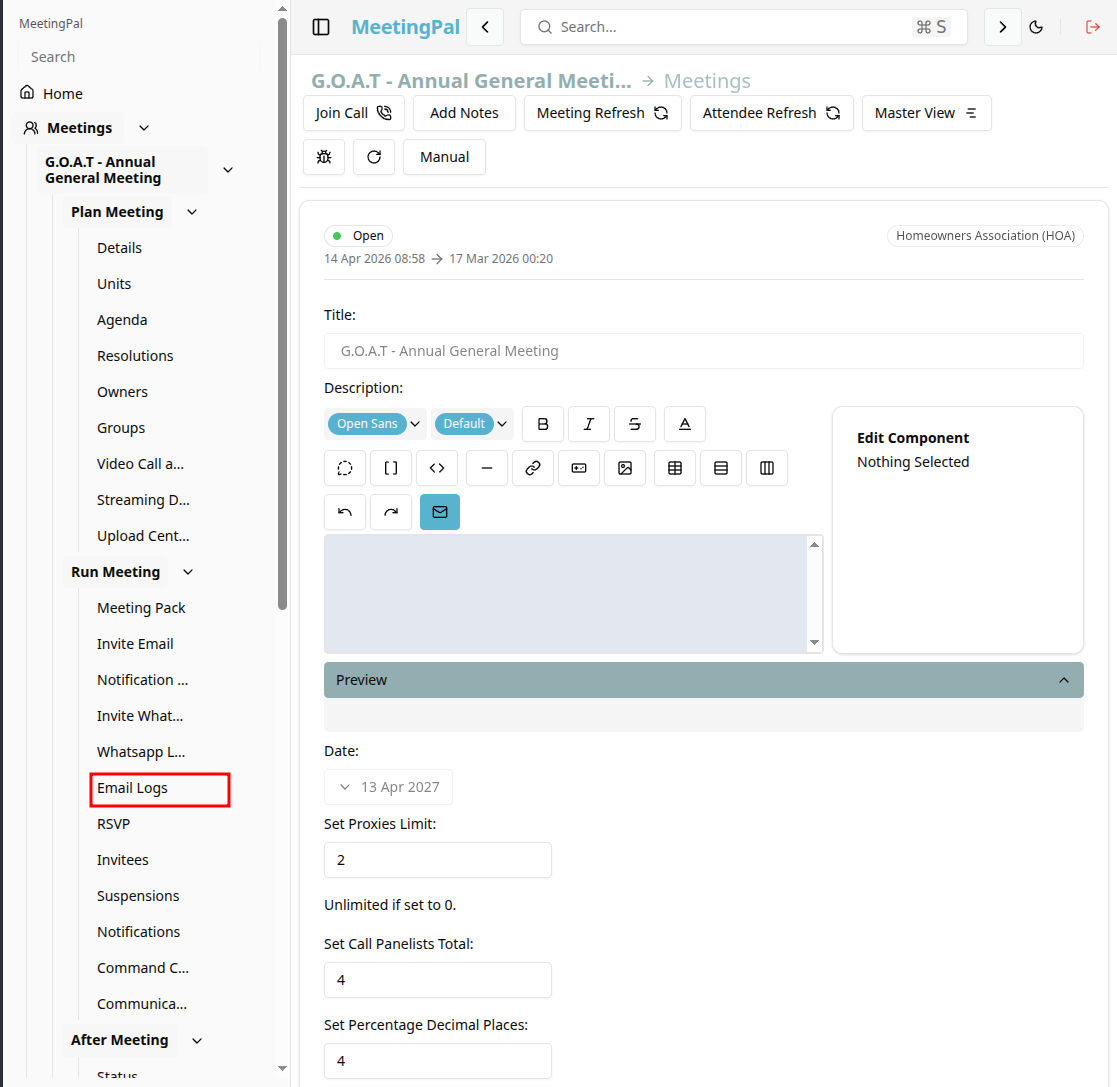 Please ensure you have a stable internet connection. If you do, consider downloading a new manual from admin.meetingpal.app