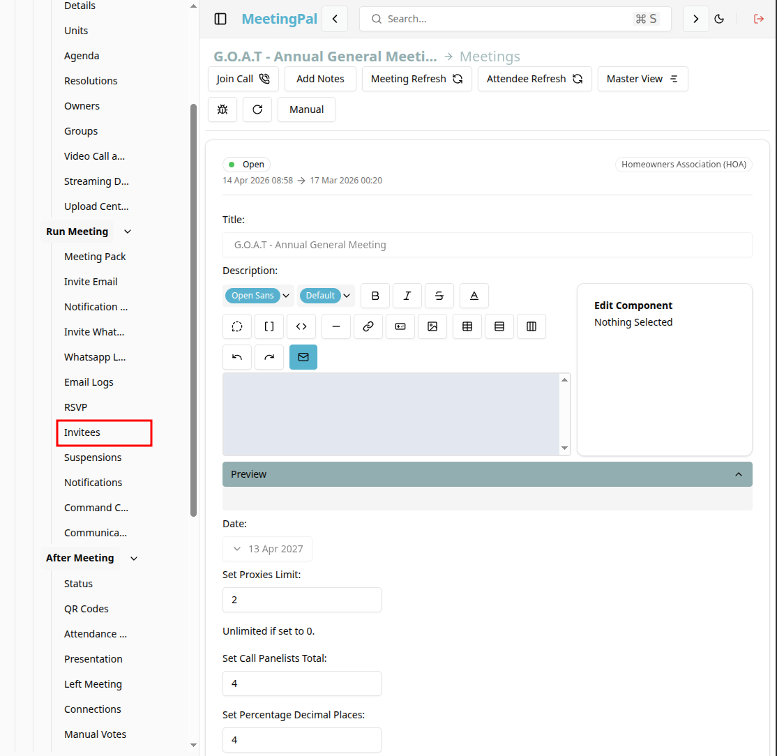Please ensure you have a stable internet connection. If you do, consider downloading a new manual from admin.meetingpal.app