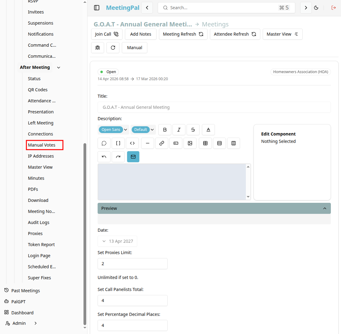 Please ensure you have a stable internet connection. If you do, consider downloading a new manual from admin.meetingpal.app