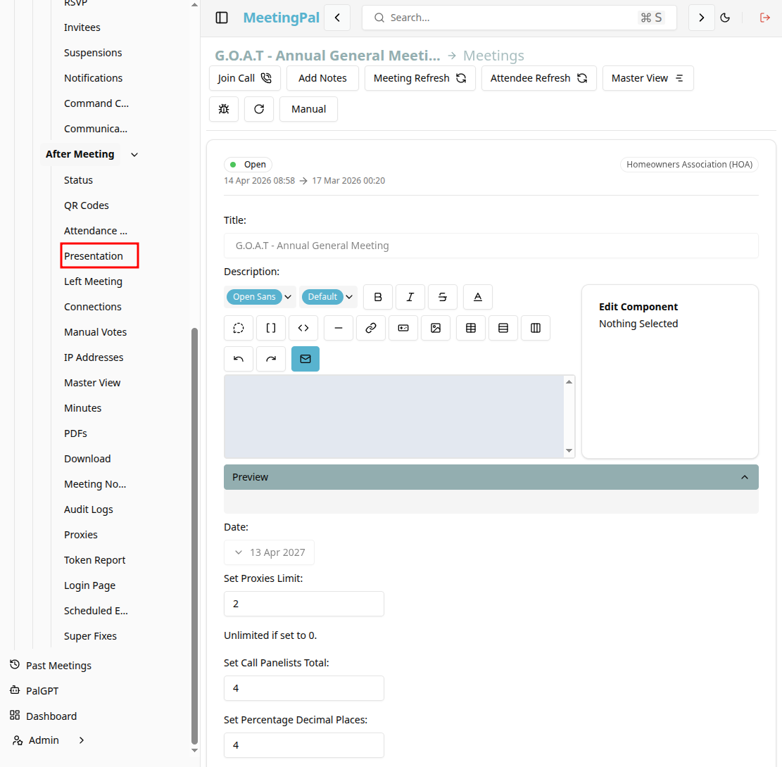 Please ensure you have a stable internet connection. If you do, consider downloading a new manual from admin.meetingpal.app